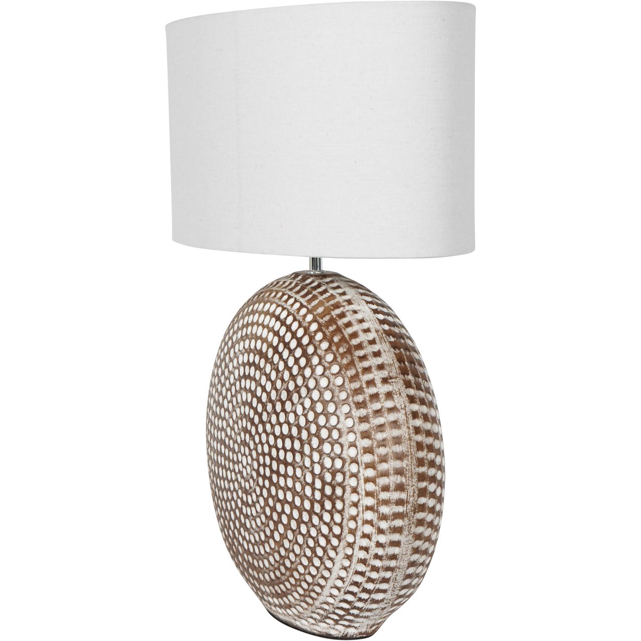 Chariot Round Ceramic Lamp with Ivory Oval Drum Shade Large
